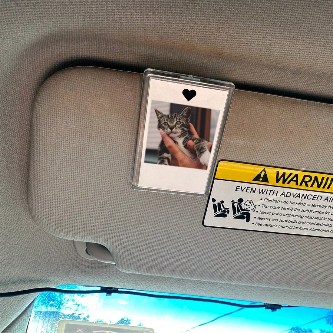 2pcs (No Need To Cut, Frame + DIY Heart Stickers Can Be Pasted On Frame Or Paper)- Car Sun Visor Photo Frame Clip, Personalized DIY Photo Frame, Car Decor, Couple/Family/Pet Memorial Photo Frame, Cli