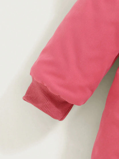 2pcs/Pack Reversible Baby GirlAll-Match Casual Thick Fleece Heart Decor Waisted Long Coat, Warm Outerwear For Autumn/Winter