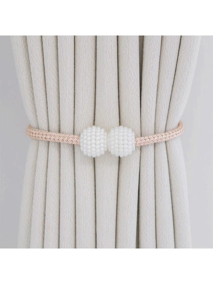 2pcs Pearl Beaded Curtain Tie Backs, Home Decor Window Curtain Holder, For Bedroom & Living Room
