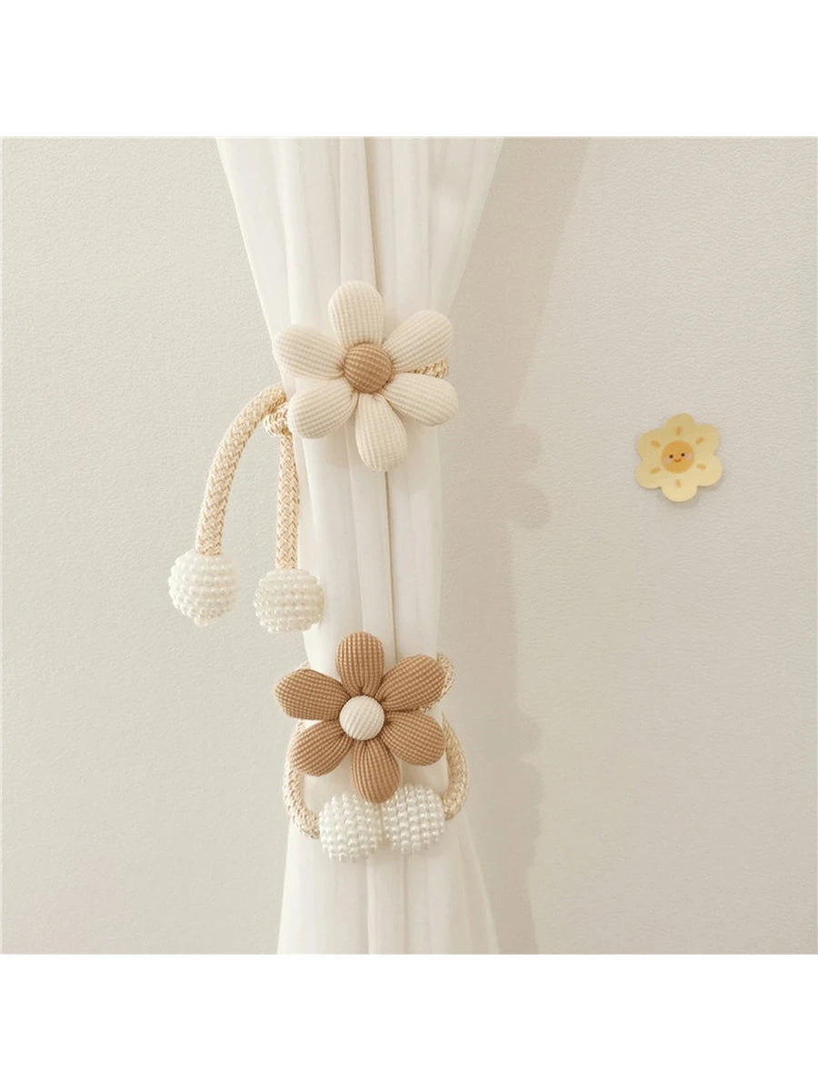 2pcs Pearl Beaded Curtain Tie Backs, Home Decor Window Curtain Holder, For Bedroom & Living Room