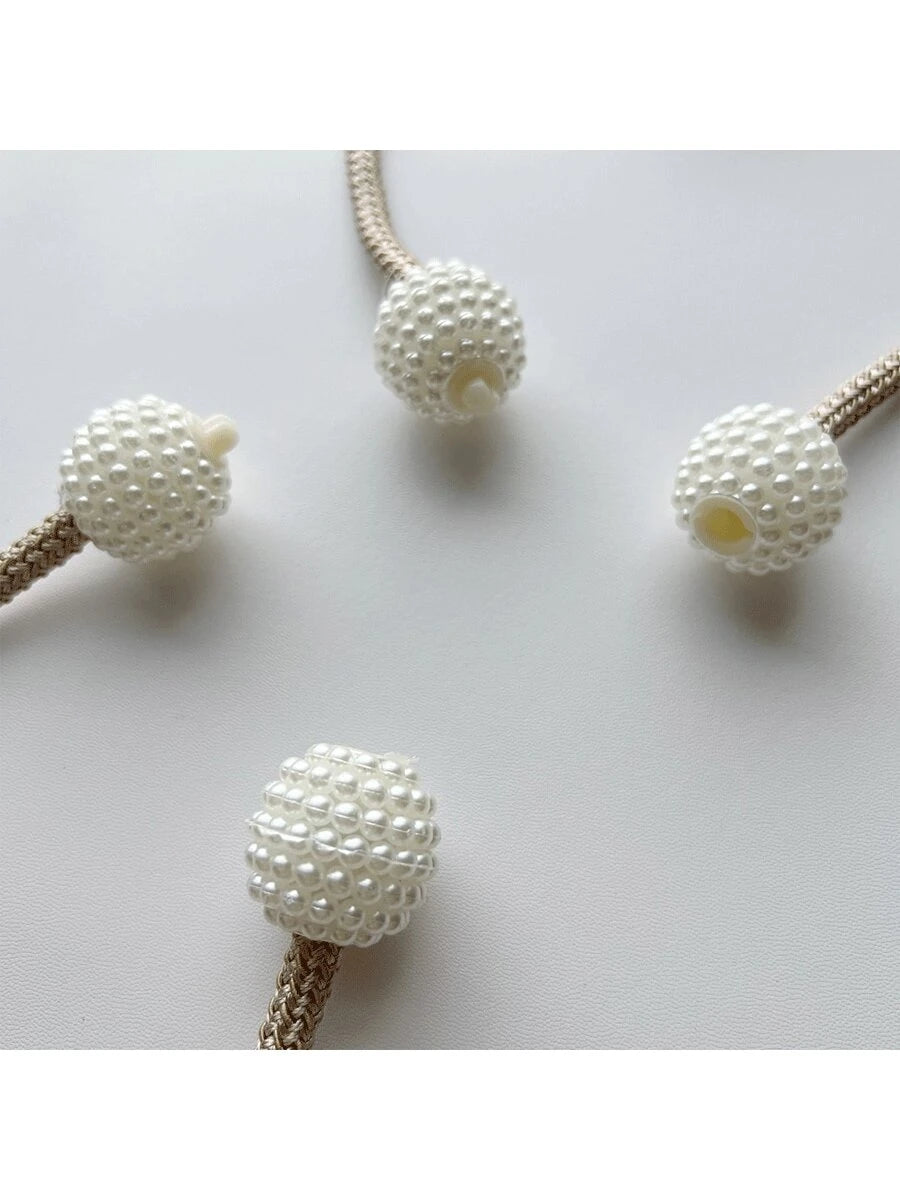 2pcs Pearl Beaded Curtain Tie Backs, Home Decor Window Curtain Holder, For Bedroom & Living Room