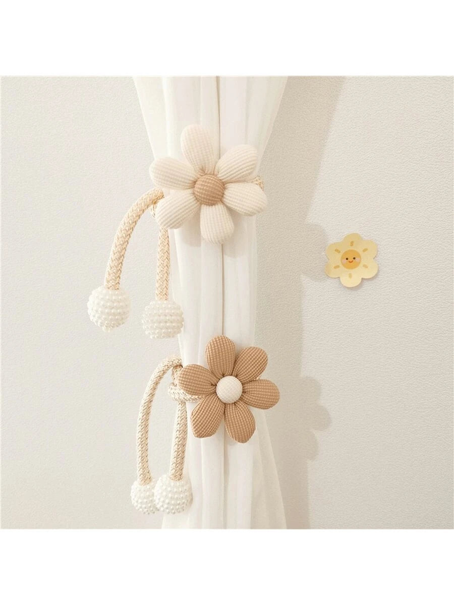 2pcs Pearl Beaded Curtain Tie Backs, Home Decor Window Curtain Holder, For Bedroom & Living Room