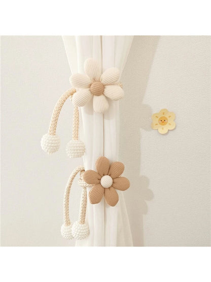 2pcs Pearl Beaded Curtain Tie Backs, Home Decor Window Curtain Holder, For Bedroom & Living Room