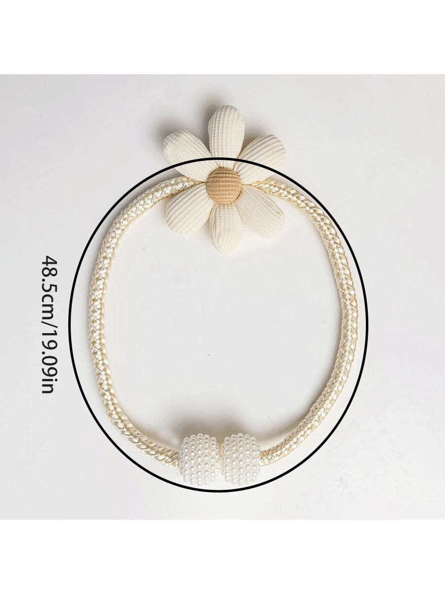 2pcs Pearl Beaded Curtain Tie Backs, Home Decor Window Curtain Holder, For Bedroom & Living Room