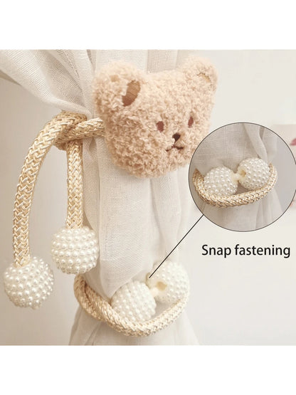 2pcs Pearl Beaded Curtain Tie Backs, Home Decor Window Curtain Holder, For Bedroom & Living Room