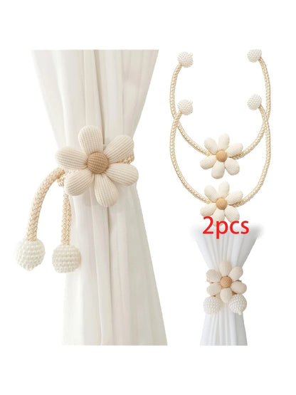 2pcs Pearl Beaded Curtain Tie Backs, Home Decor Window Curtain Holder, For Bedroom & Living Room