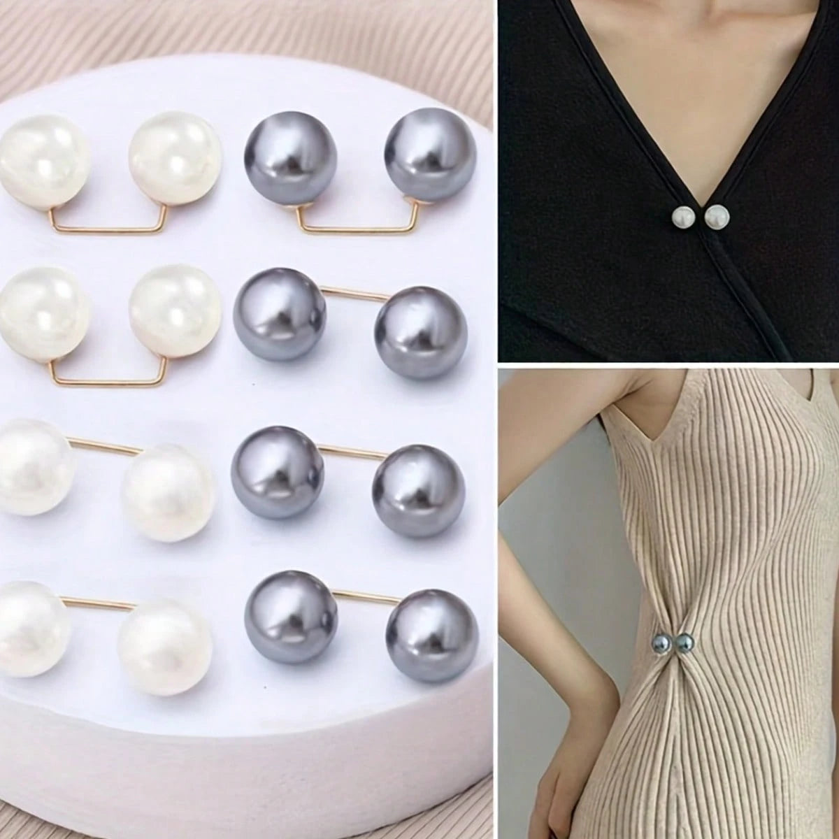 2pcs Pearl Jeans Ankle Clip, Chest Anti Light Needle, Anti Stepping Slipper Buckle, Pants Length Adjuster