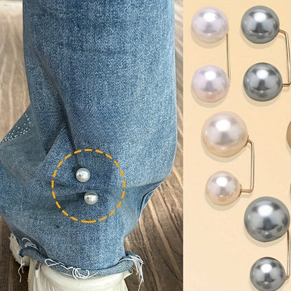 2pcs Pearl Jeans Ankle Clip, Chest Anti Light Needle, Anti Stepping Slipper Buckle, Pants Length Adjuster