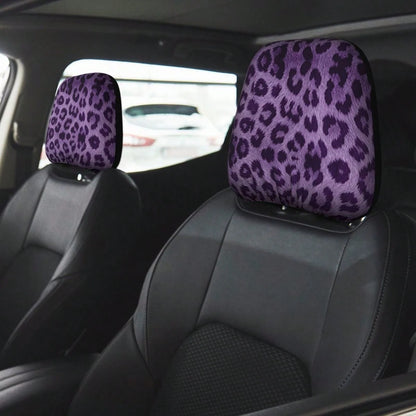 2pcs Pink Leopard Print Elastic Fabric Car Headrest Covers, Sweet & Cool Girl Style Car Accessories, Anti-Scratch Anti-Dust, Easy Installation, Fits Most Sedans And SUVs