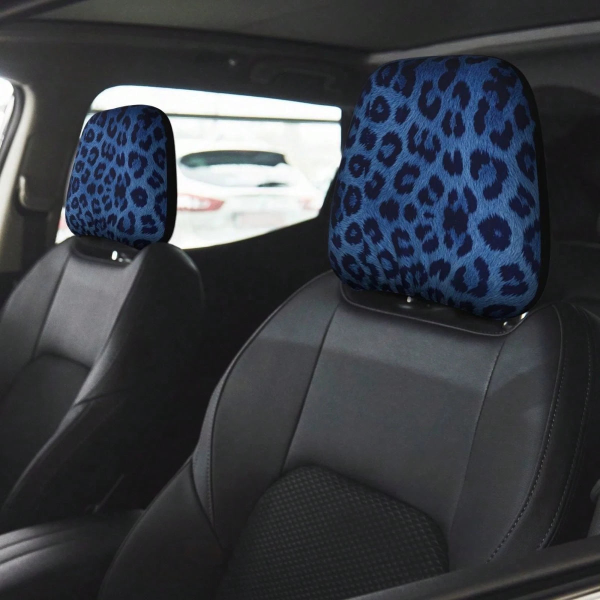 2pcs Pink Leopard Print Elastic Fabric Car Headrest Covers, Sweet & Cool Girl Style Car Accessories, Anti-Scratch Anti-Dust, Easy Installation, Fits Most Sedans And SUVs