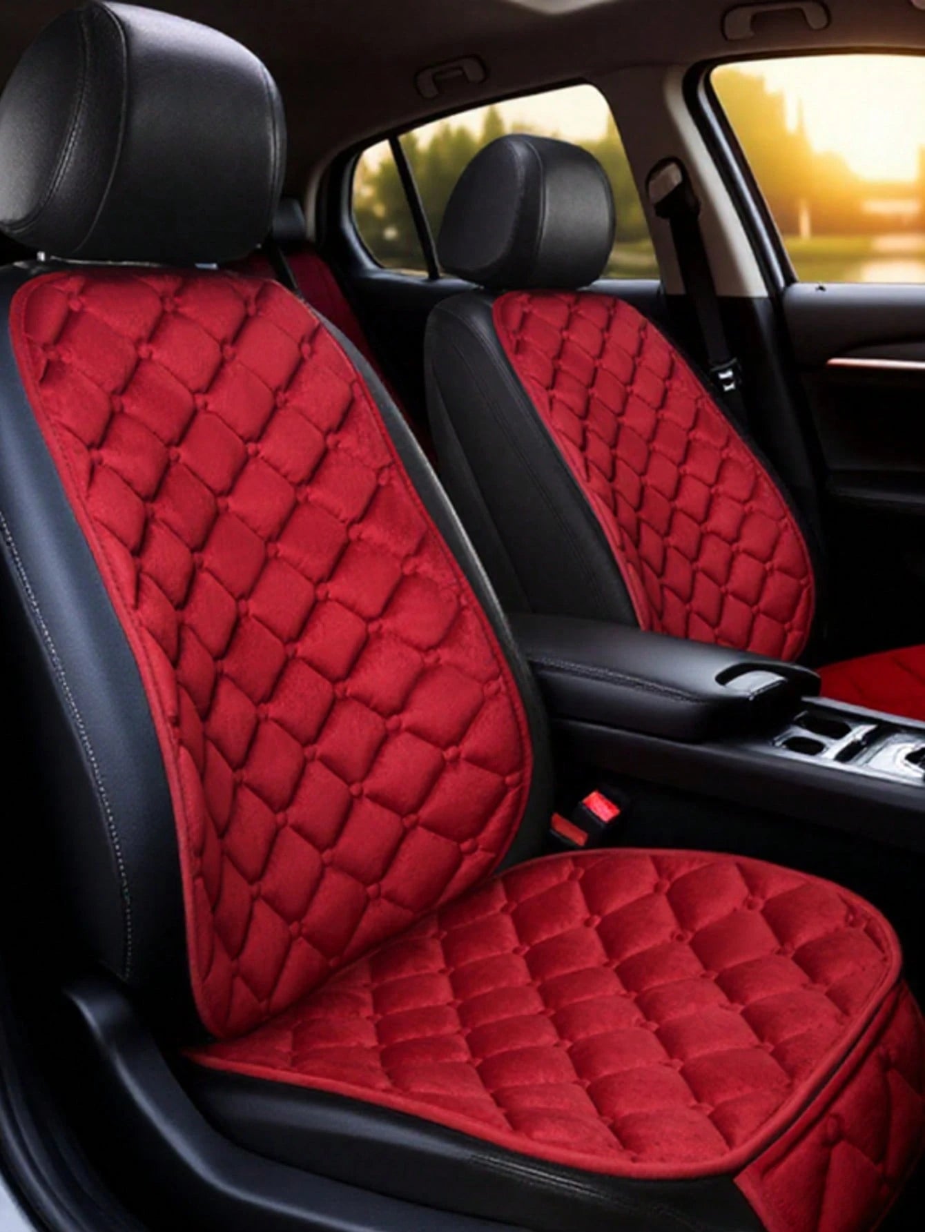 2pcs Plush Square Backrest Seat Cushion, Warm & Thick, Anti-Cold, Comfortable & Durable, Universal For Cars, Sedans, SUVs