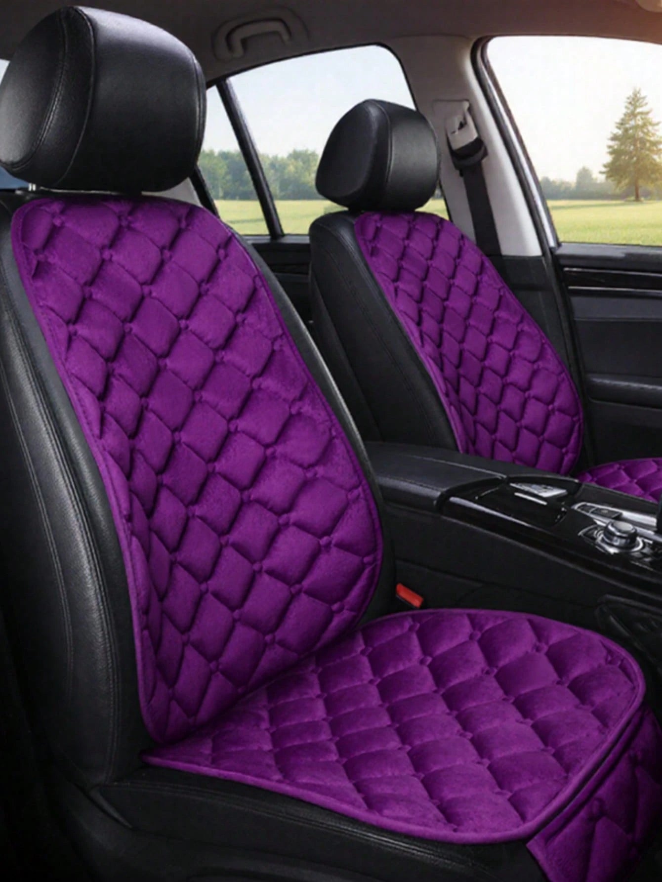 2pcs Plush Square Backrest Seat Cushion, Warm & Thick, Anti-Cold, Comfortable & Durable, Universal For Cars, Sedans, SUVs