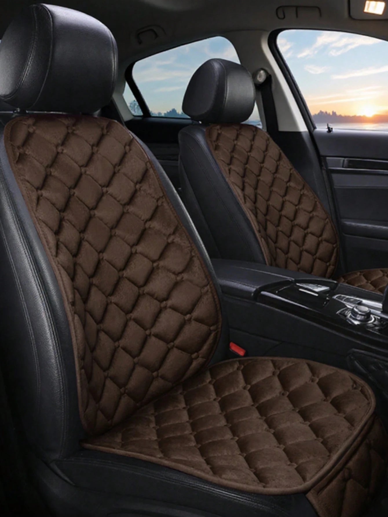 2pcs Plush Square Backrest Seat Cushion, Warm & Thick, Anti-Cold, Comfortable & Durable, Universal For Cars, Sedans, SUVs