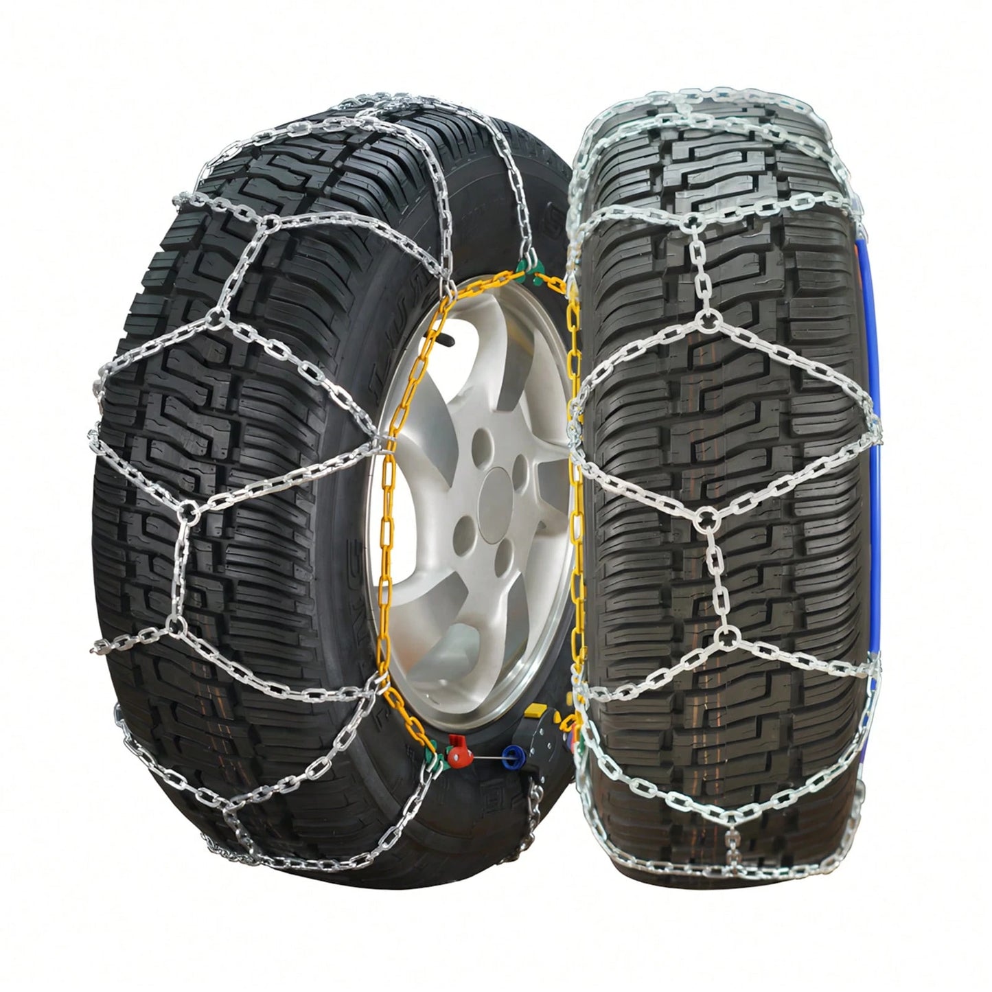 2Pcs Portable Snow Tire Chains, Auto Fixing 1 Min Quick Fit Easy Installation Tire Chains, Universal Emergency Tire Traction Chains For Passenger Car, Pickup Trucks, SUV