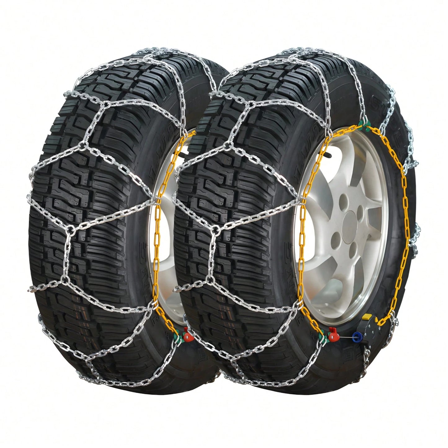 2Pcs Portable Snow Tire Chains, Auto Fixing 1 Min Quick Fit Easy Installation Tire Chains, Universal Emergency Tire Traction Chains For Passenger Car, Pickup Trucks, SUV