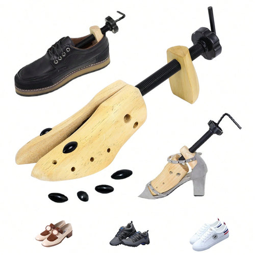 2pcs Professional 2-Way Premium Shoe Stretcher Wooden Shoe Trees, Adjustable Length & Width Durable Shoe Shaper For Men And Women