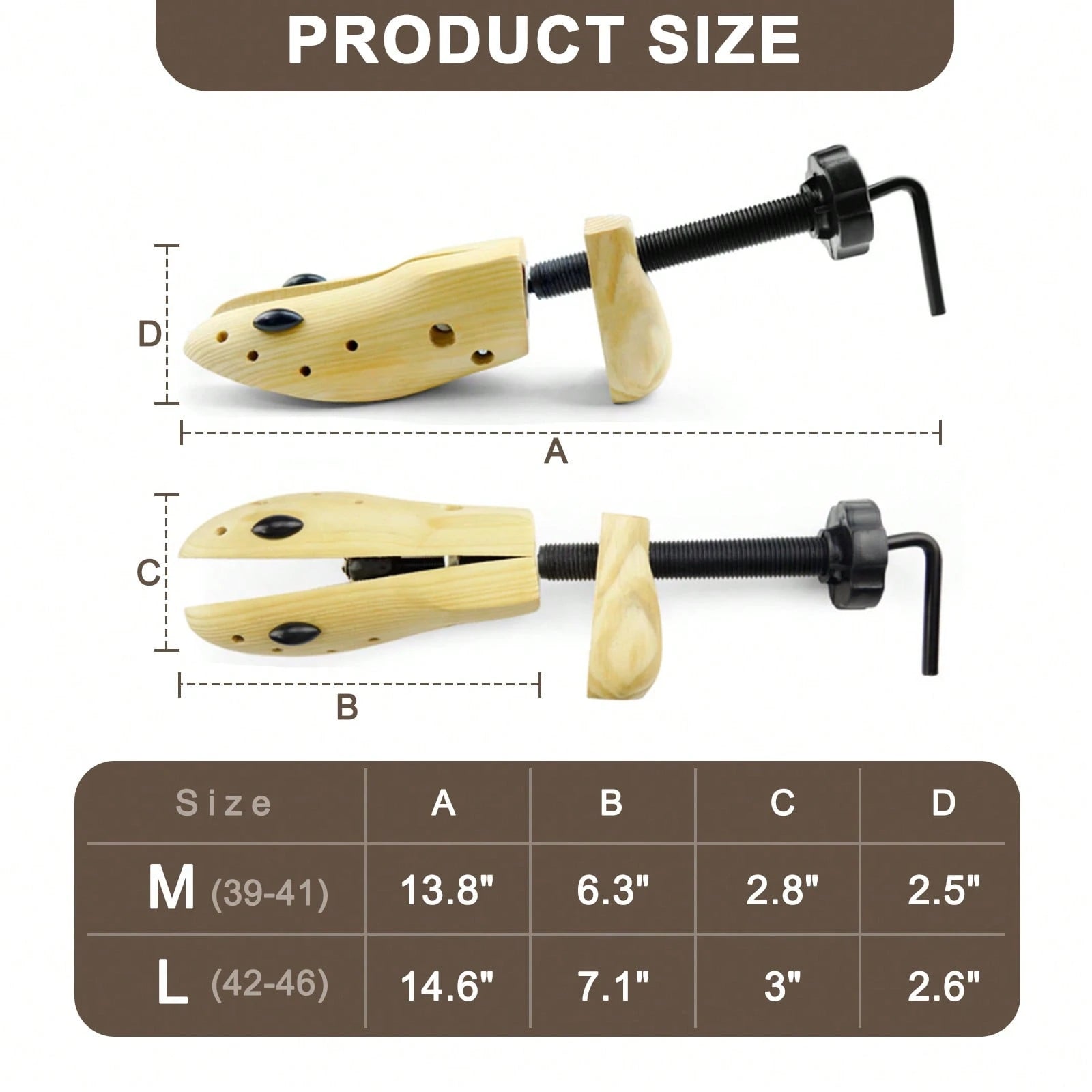 2pcs Professional 2-Way Premium Shoe Stretcher Wooden Shoe Trees, Adjustable Length & Width Durable Shoe Shaper For Men And Women