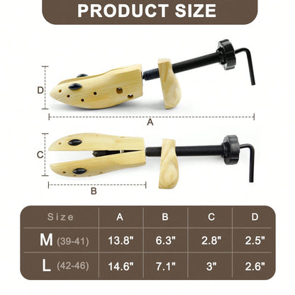 2pcs Professional 2-Way Premium Shoe Stretcher Wooden Shoe Trees, Adjustable Length & Width Durable Shoe Shaper For Men And Women