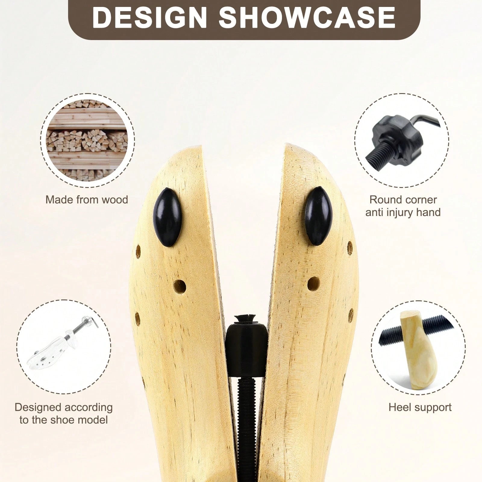 2pcs Professional 2-Way Premium Shoe Stretcher Wooden Shoe Trees, Adjustable Length & Width Durable Shoe Shaper For Men And Women