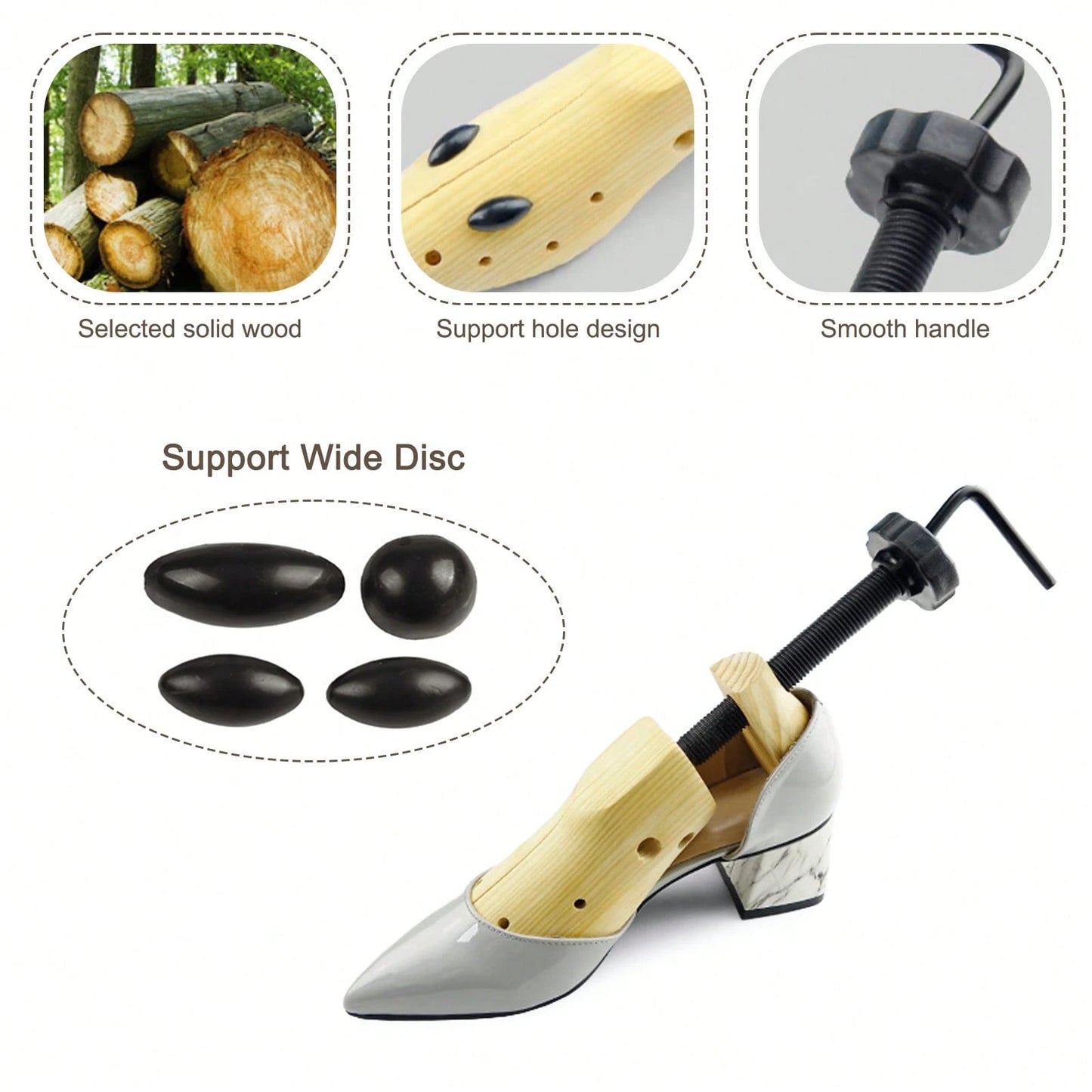 2pcs Professional 2-Way Premium Shoe Stretcher Wooden Shoe Trees, Adjustable Length & Width Durable Shoe Shaper For Men And Women