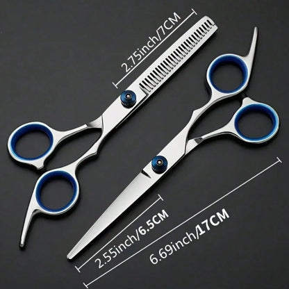 2PCS Professional Hair Cutting Scissors Set- Salon-Grade Stainless Steel Shears For Home & DIY Haircuts- Sharp Blades For Thinning, Trimming, Styling- Barber & Hairstylist Tools
