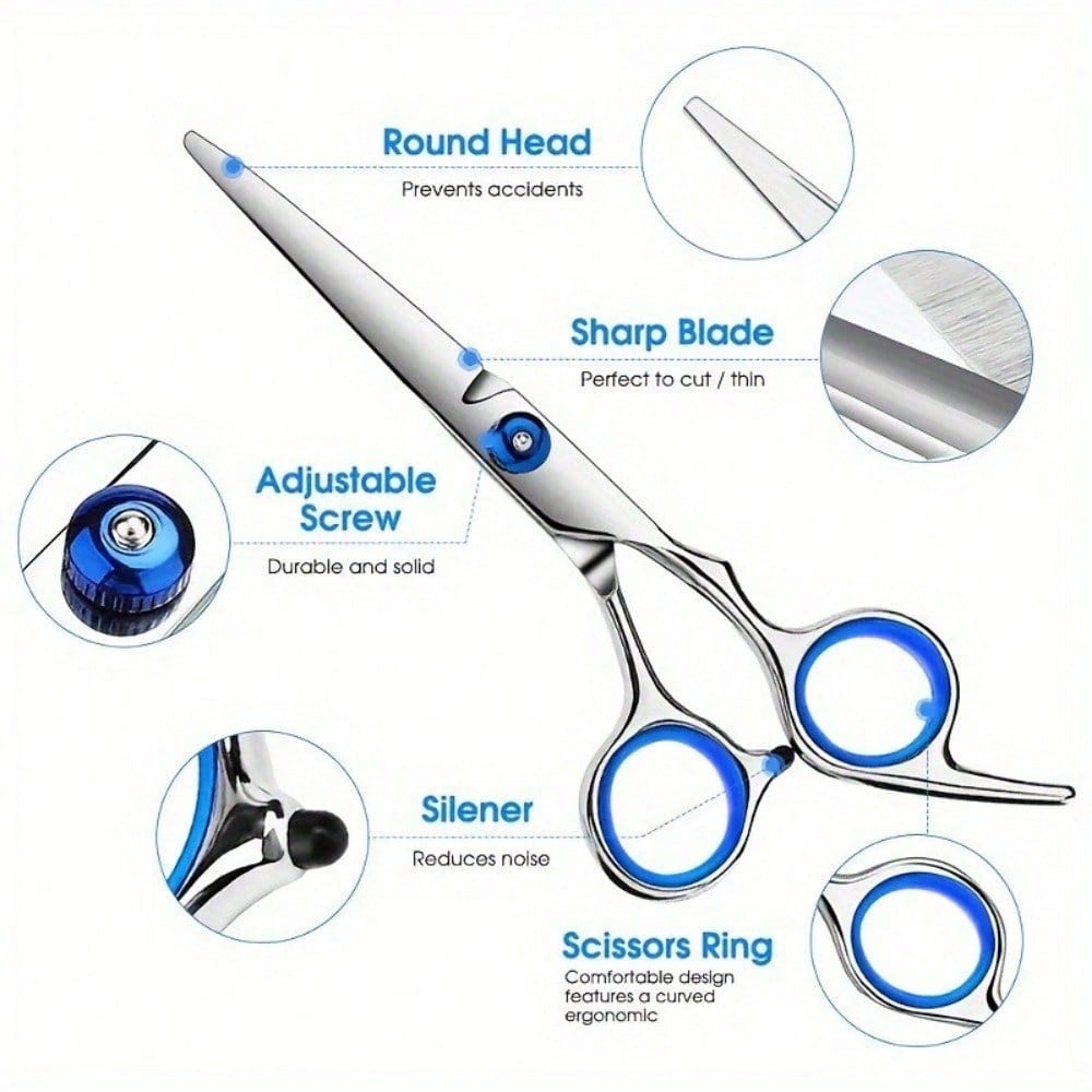 2PCS Professional Hair Cutting Scissors Set- Salon-Grade Stainless Steel Shears For Home & DIY Haircuts- Sharp Blades For Thinning, Trimming, Styling- Barber & Hairstylist Tools