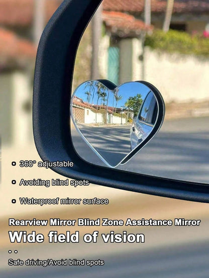 2pcs Rearview Mirror Blind Spot Mirror, Adjustable Vision, Heart, Fan, Round Shapes, Car Decorative Mirror