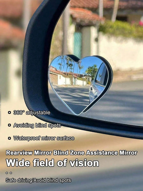 2pcs Rearview Mirror Blind Spot Mirror, Adjustable Vision, Heart, Fan, Round Shapes, Car Decorative Mirror