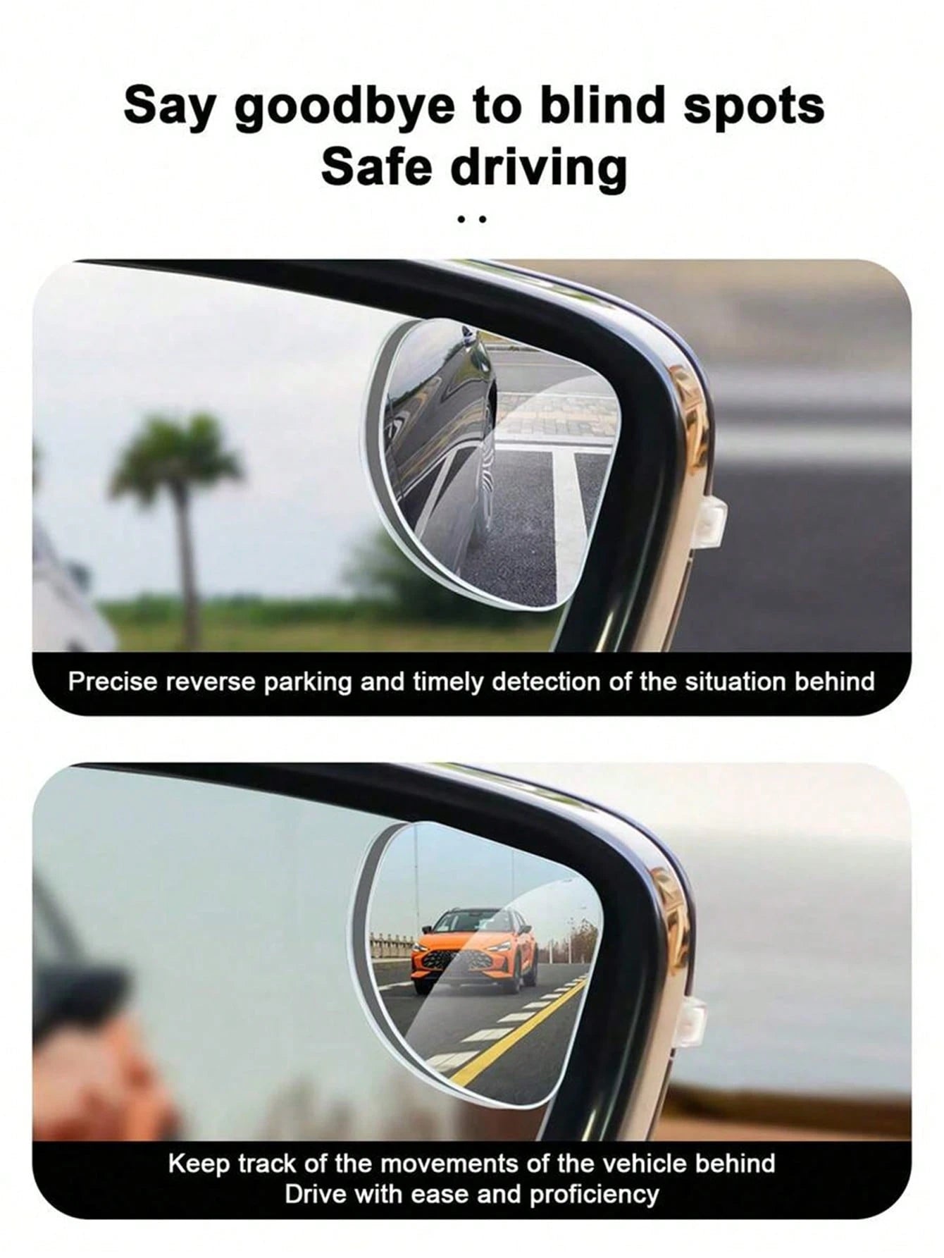 2pcs Rearview Mirror Blind Spot Mirror, Adjustable Vision, Heart, Fan, Round Shapes, Car Decorative Mirror