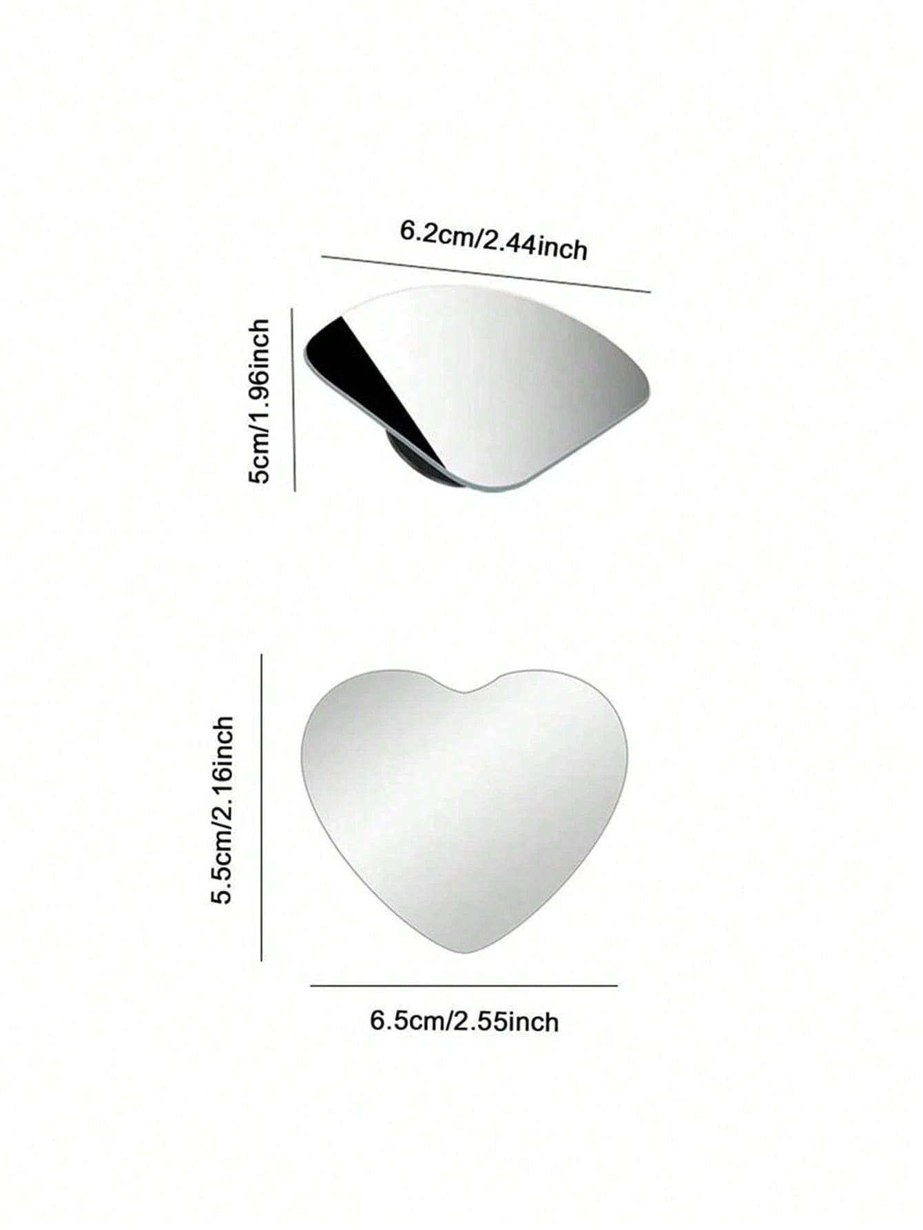 2pcs Rearview Mirror Blind Spot Mirror, Adjustable Vision, Heart, Fan, Round Shapes, Car Decorative Mirror