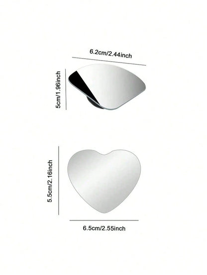 2pcs Rearview Mirror Blind Spot Mirror, Adjustable Vision, Heart, Fan, Round Shapes, Car Decorative Mirror