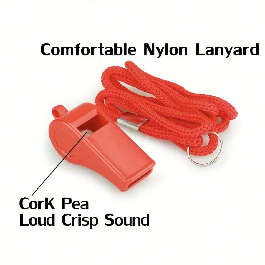 2pcs Red Plastic Sports Whistle Set, Includes Red Whistle With Lanyard, Loud & Clear Sound, Suitable For Lifeguards And Various Occasions