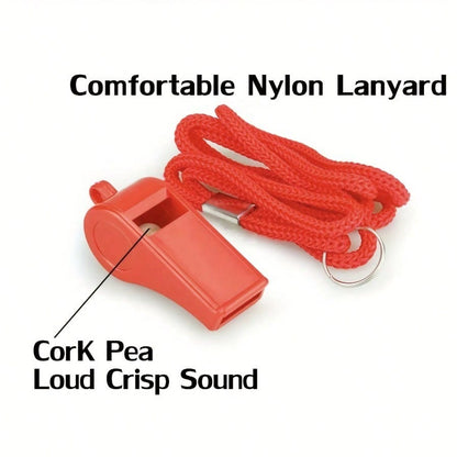 2pcs Red Plastic Sports Whistle Set, Includes Red Whistle With Lanyard, Loud & Clear Sound, Suitable For Lifeguards And Various Occasions