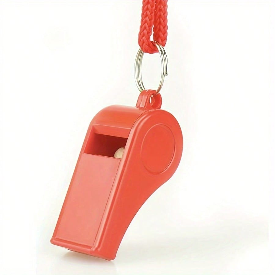 2pcs Red Plastic Sports Whistle Set, Includes Red Whistle With Lanyard, Loud & Clear Sound, Suitable For Lifeguards And Various Occasions