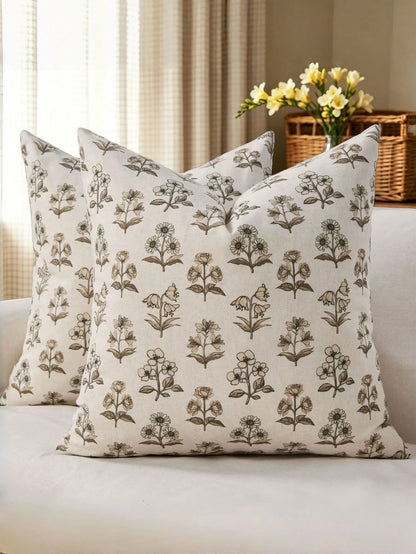 2pcs/Set 3 Small Flower Throw Pillow Covers, Elegant Floral Style Pillow Covers, Vintage Floral Pillow Covers, Suitable For Same Size Pillow Inserts, Easy To Change And Wash, Great Gift Choice For Spr