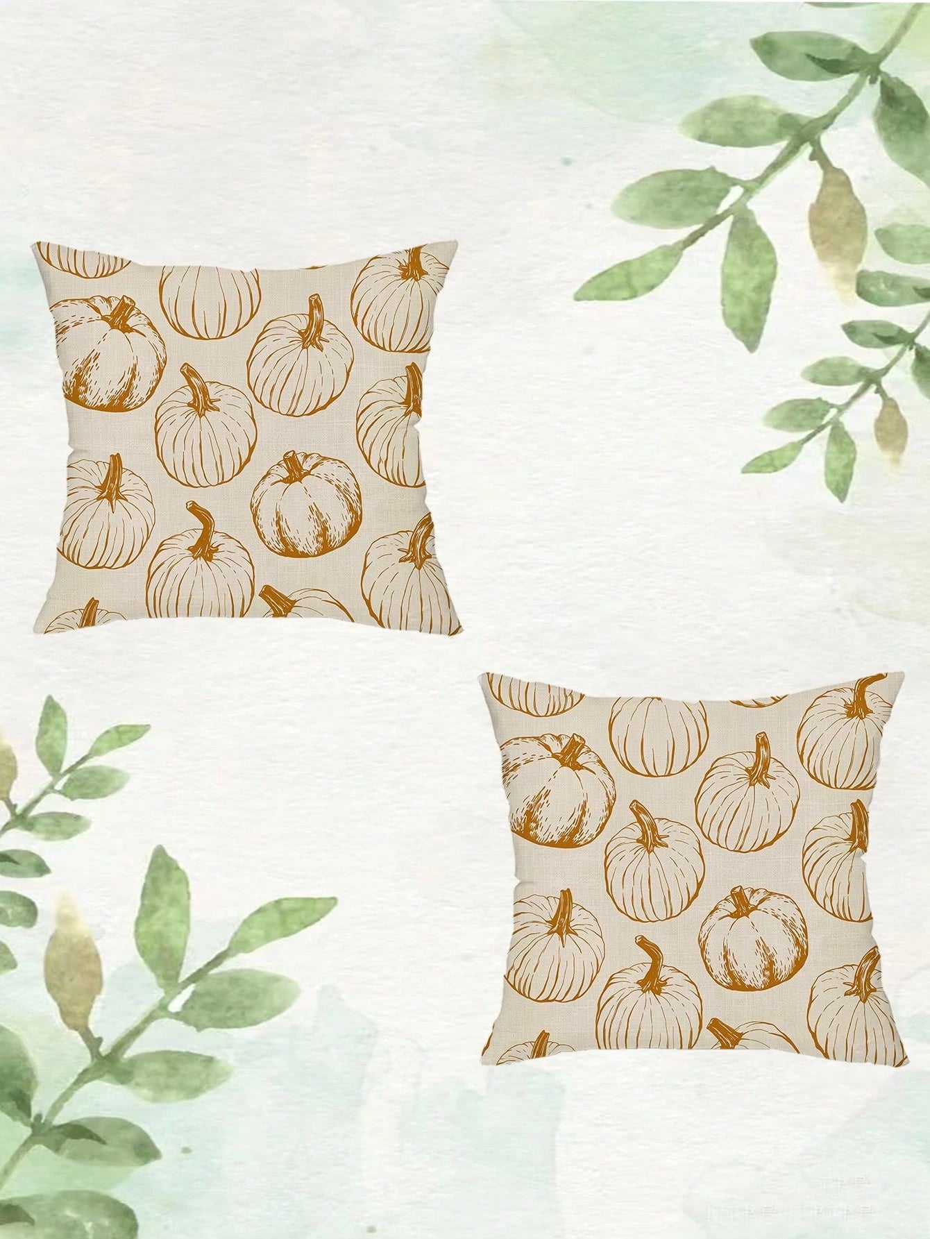 2pcs/Set Autumn Line Pumpkin Throw Pillow Covers, Harvest Farmhouse Style Living Room Outdoor Patio Versatile Cushion Covers, Suitable For Sofa, Bedroom, Garden And Home Decor, Thanksgiving Gift (Pill