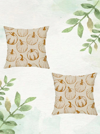 2pcs/Set Autumn Line Pumpkin Throw Pillow Covers, Harvest Farmhouse Style Living Room Outdoor Patio Versatile Cushion Covers, Suitable For Sofa, Bedroom, Garden And Home Decor, Thanksgiving Gift (Pill
