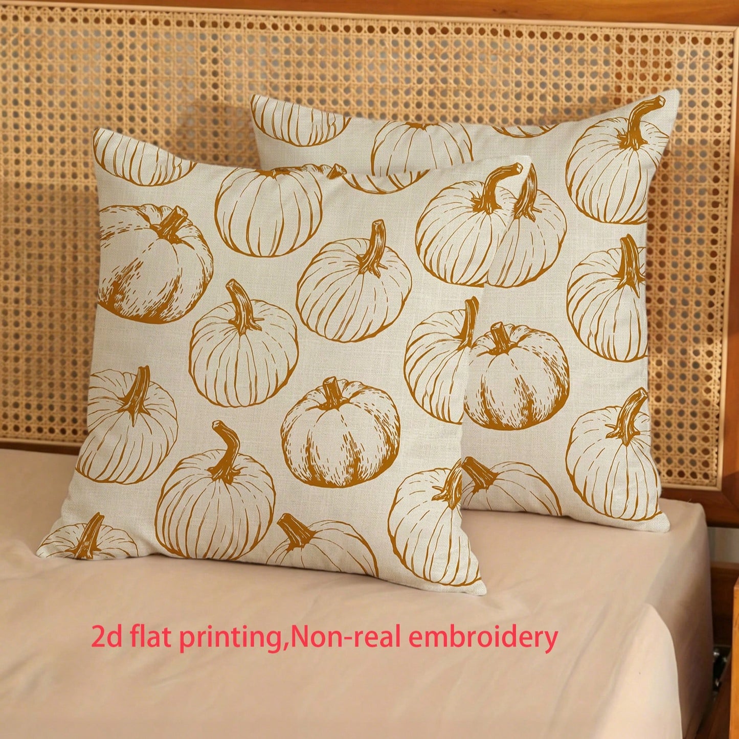 2pcs/Set Autumn Line Pumpkin Throw Pillow Covers, Harvest Farmhouse Style Living Room Outdoor Patio Versatile Cushion Covers, Suitable For Sofa, Bedroom, Garden And Home Decor, Thanksgiving Gift (Pill
