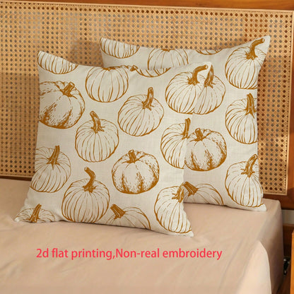 2pcs/Set Autumn Line Pumpkin Throw Pillow Covers, Harvest Farmhouse Style Living Room Outdoor Patio Versatile Cushion Covers, Suitable For Sofa, Bedroom, Garden And Home Decor, Thanksgiving Gift (Pill