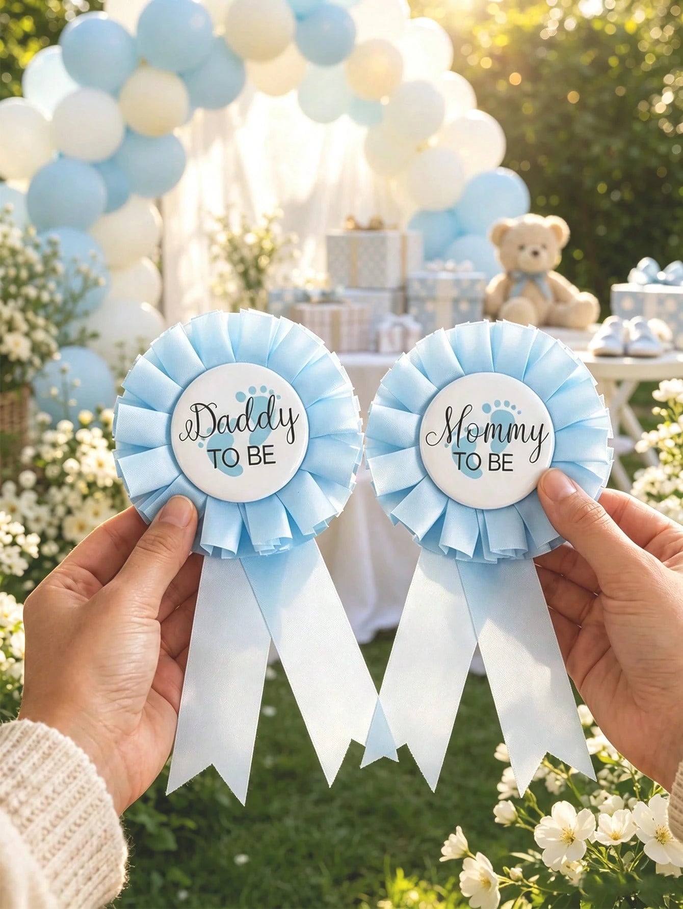 2pcs/Set Baby Baptism Brooch "Mom-To-Be/Dad-To-Be" Badge, Commemorative Gift For Expectant Parents, Baby Baptism Family Decoration Gift