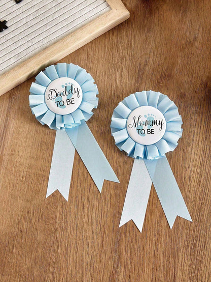 2pcs/Set Baby Baptism Brooch "Mom-To-Be/Dad-To-Be" Badge, Commemorative Gift For Expectant Parents, Baby Baptism Family Decoration Gift