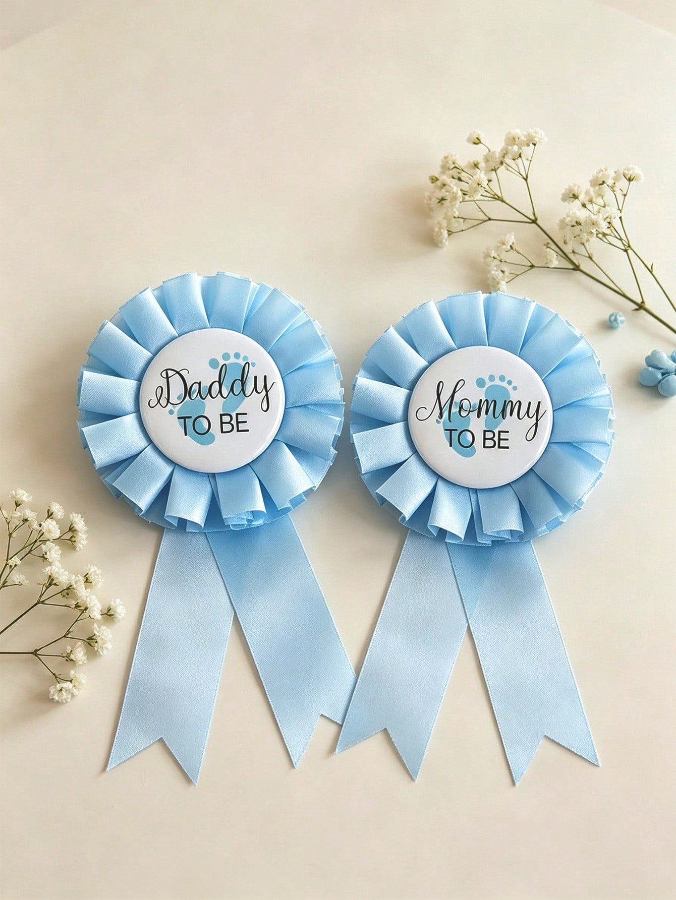 2pcs/Set Baby Baptism Brooch "Mom-To-Be/Dad-To-Be" Badge, Commemorative Gift For Expectant Parents, Baby Baptism Family Decoration Gift
