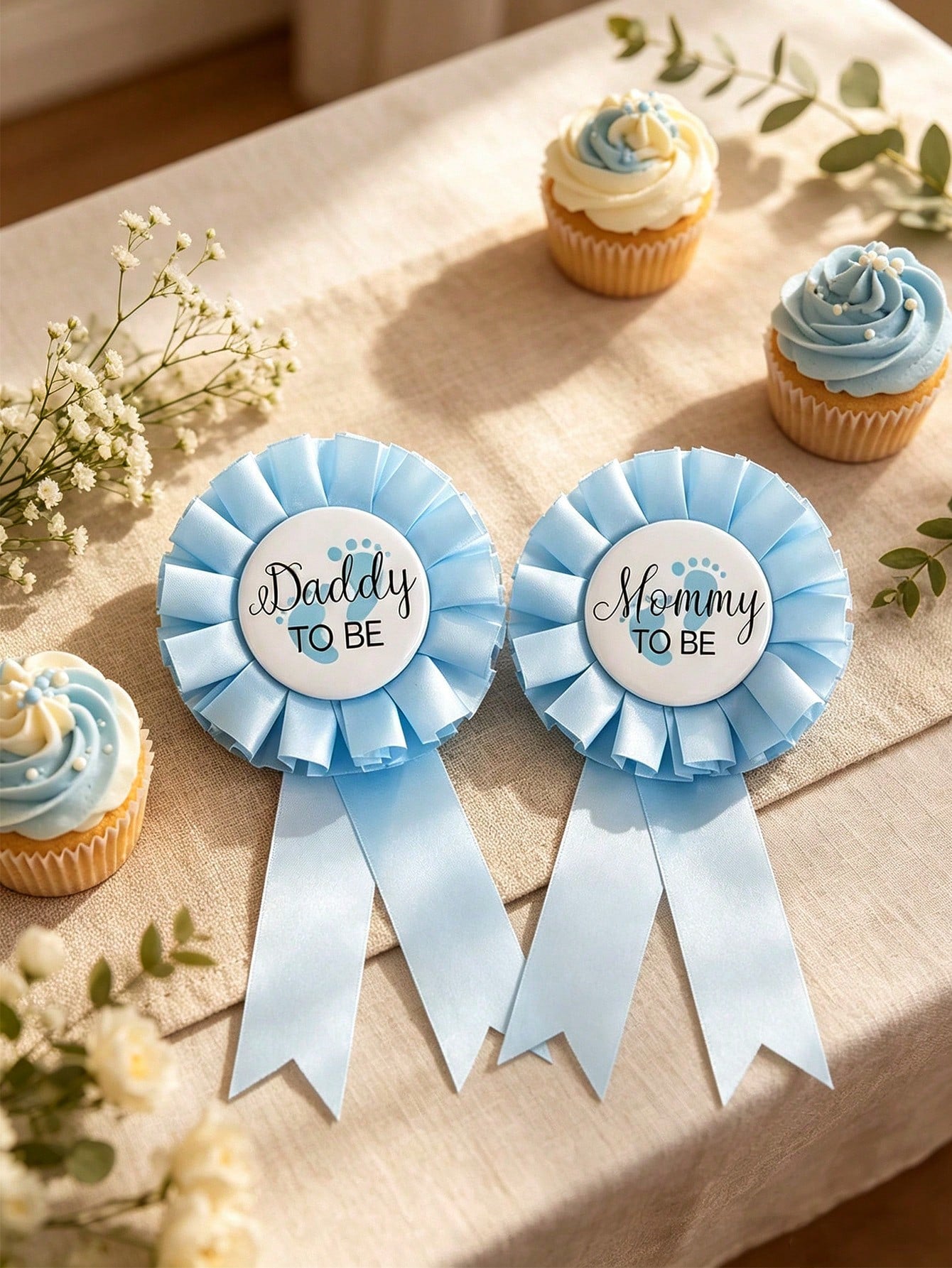 2pcs/Set Baby Baptism Brooch "Mom-To-Be/Dad-To-Be" Badge, Commemorative Gift For Expectant Parents, Baby Baptism Family Decoration Gift