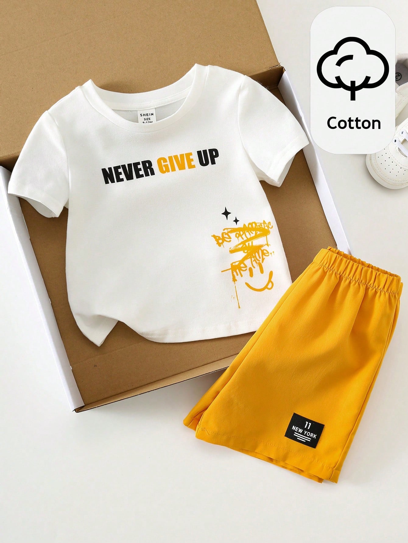 2pcs/Set Baby Boy Cute Summer Casual Racing Vintage Distressed Car Graphic Loose Short Sleeve T-Shirt Ch Holiday White And Red Black And White