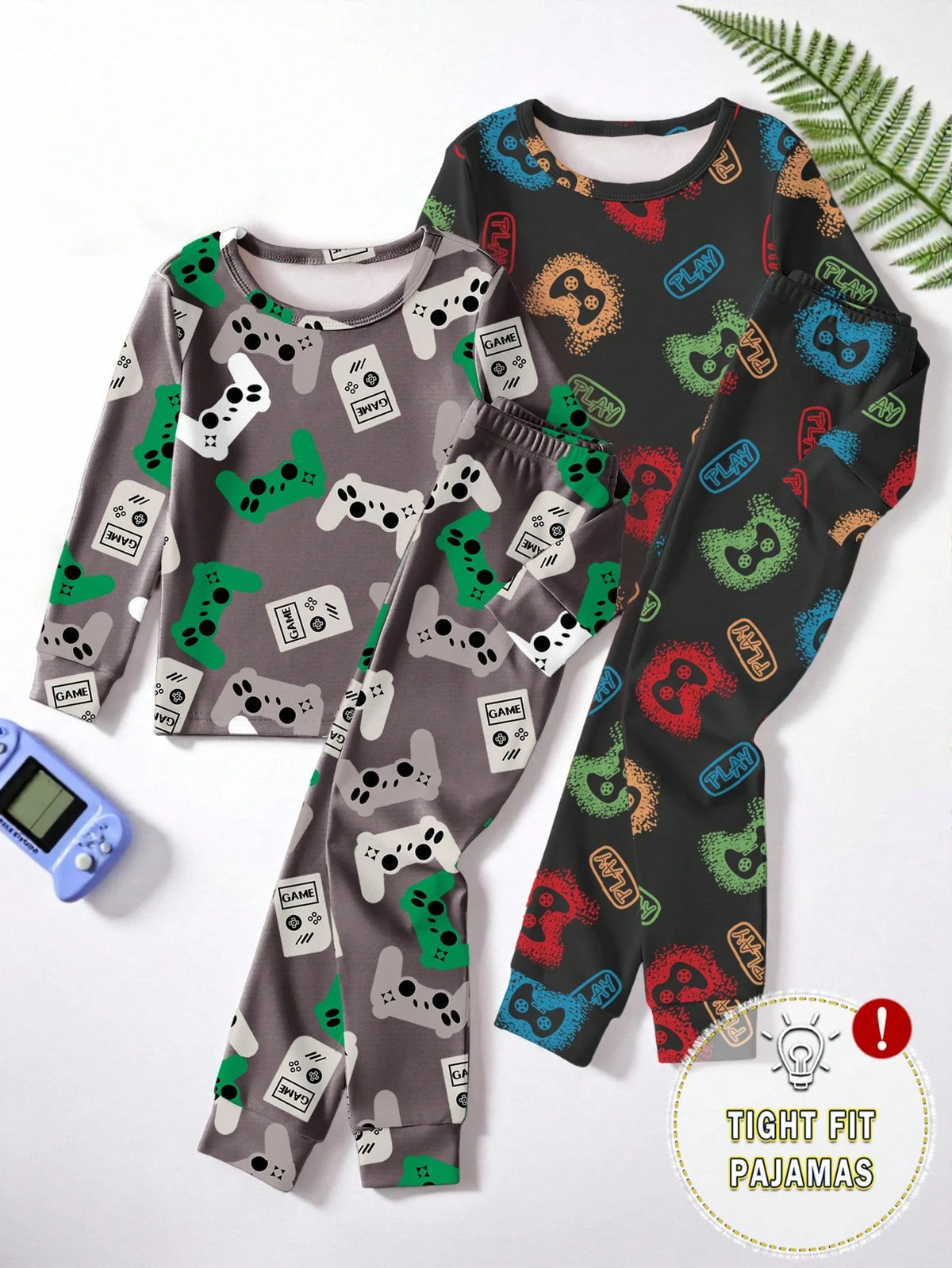 2pcs/Set Boys' Soft Comfortable Snug Fit Cartoon Football Print Pajama Set, Long Sleeve Top And Pants, Casual Loungewear For Autumn/Winter Fall
