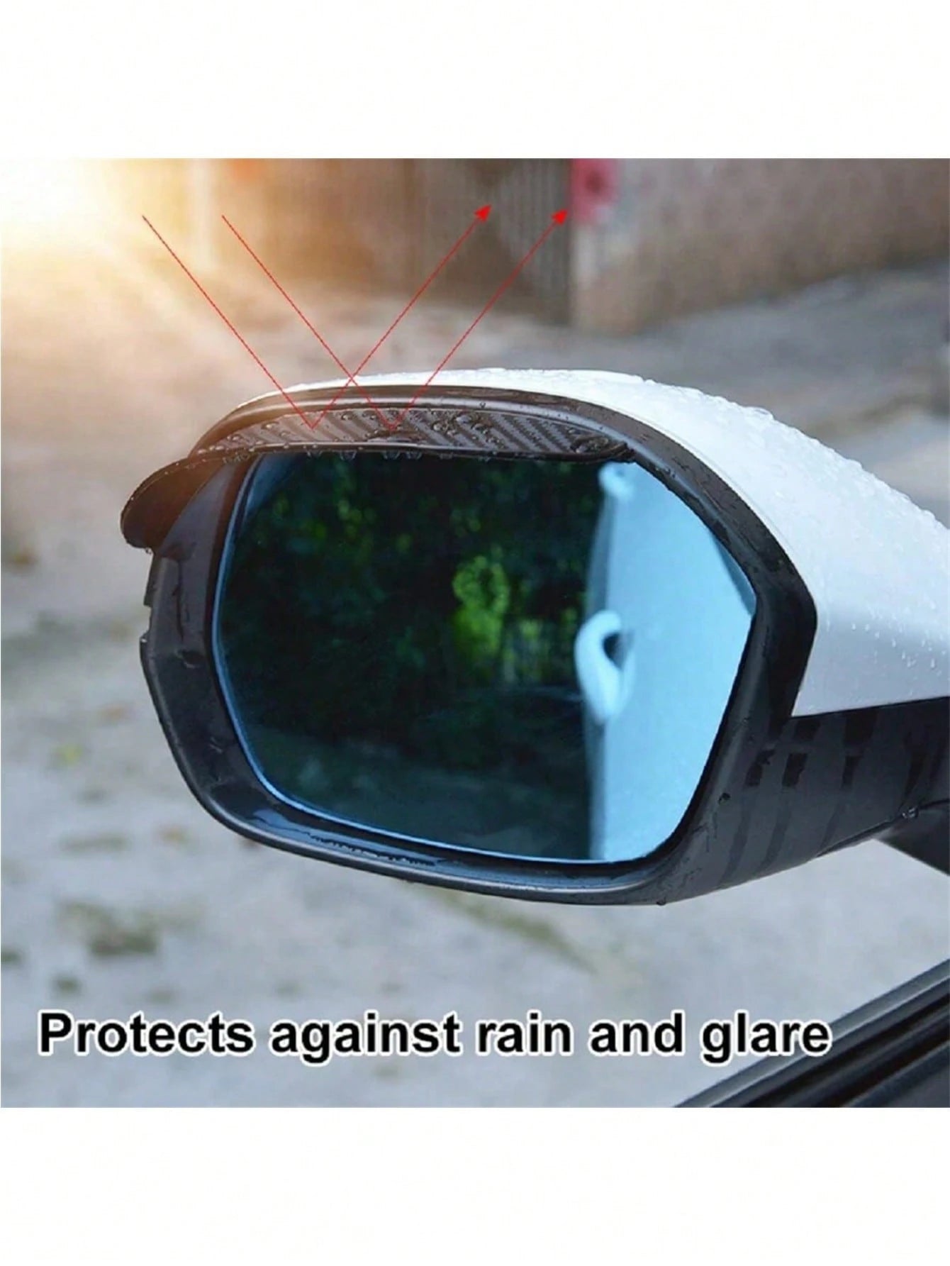 2pcs/Set Car Rear View Mirror Rain Visor Guard, Carbon Fiber Rear View Side Mirror Rain Eyebrow Universal Black Sticker Side Mirror Rain Eyebrow Rear View Mirror Cover Sun Visor Accessories For Cars S