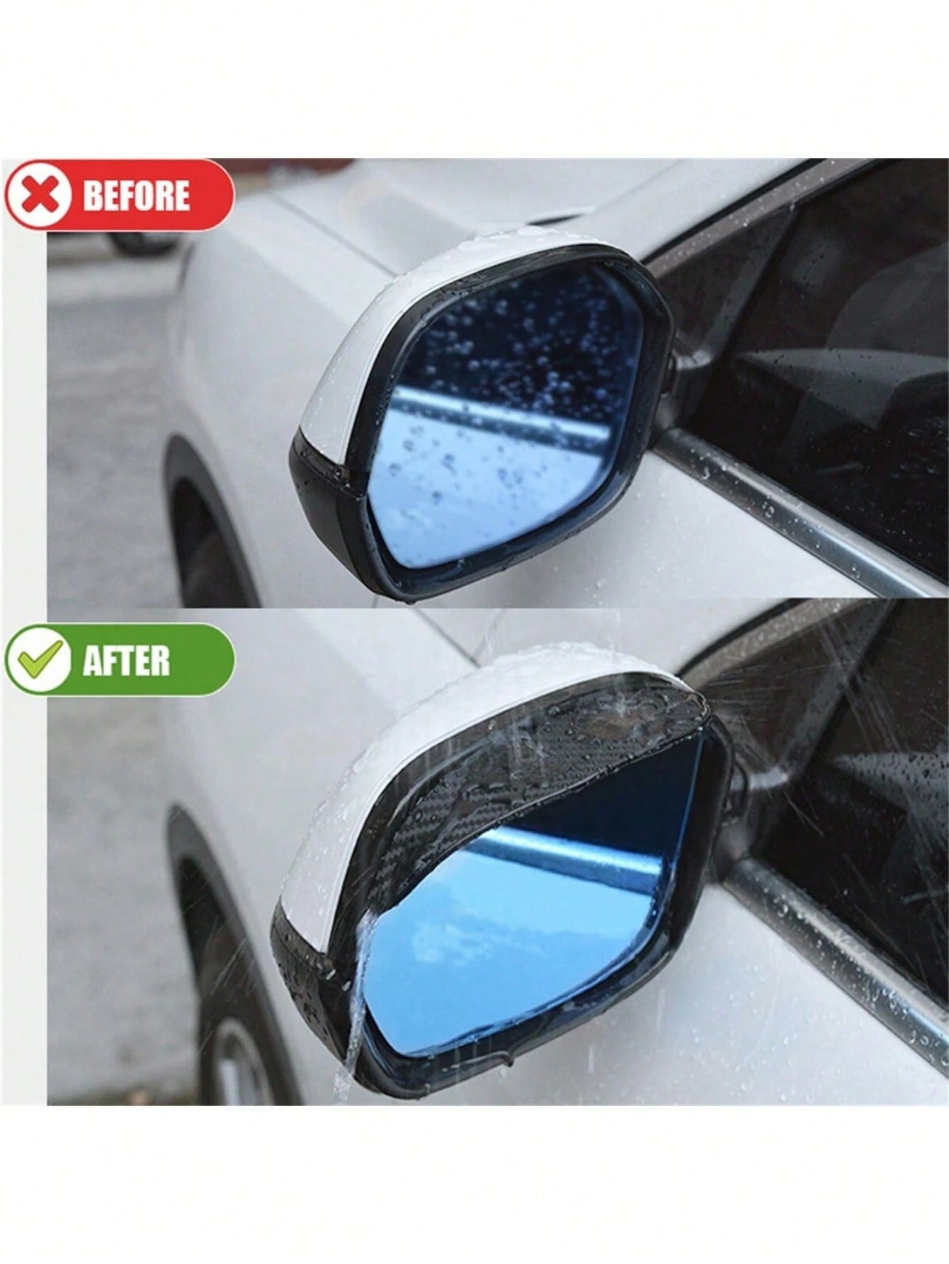 2pcs/Set Car Rear View Mirror Rain Visor Guard, Carbon Fiber Rear View Side Mirror Rain Eyebrow Universal Black Sticker Side Mirror Rain Eyebrow Rear View Mirror Cover Sun Visor Accessories For Cars S