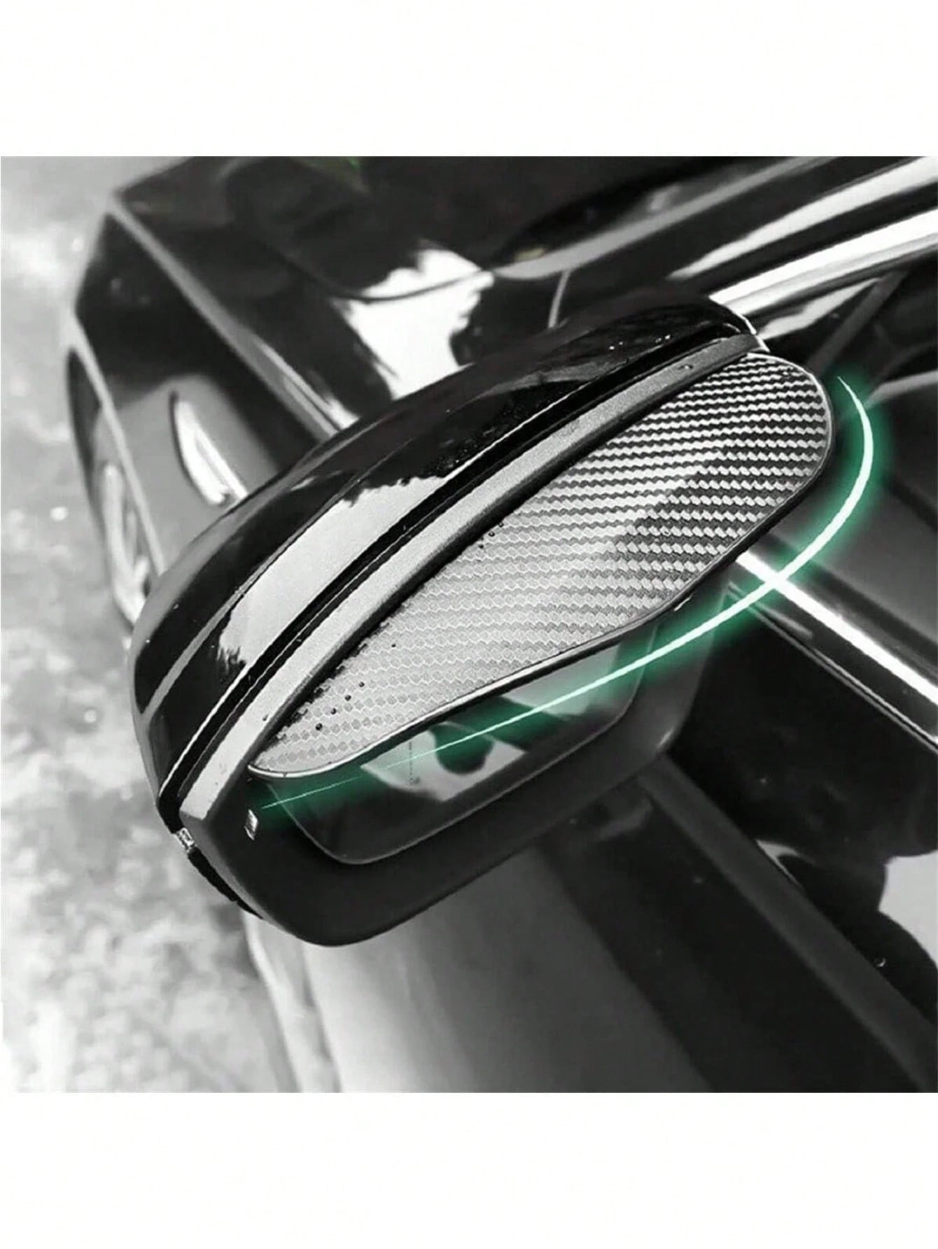 2pcs/Set Car Rear View Mirror Rain Visor Guard, Carbon Fiber Rear View Side Mirror Rain Eyebrow Universal Black Sticker Side Mirror Rain Eyebrow Rear View Mirror Cover Sun Visor Accessories For Cars S