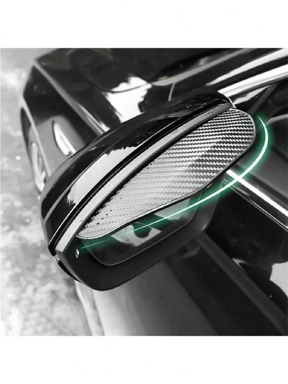 2pcs/Set Car Rear View Mirror Rain Visor Guard, Carbon Fiber Rear View Side Mirror Rain Eyebrow Universal Black Sticker Side Mirror Rain Eyebrow Rear View Mirror Cover Sun Visor Accessories For Cars S