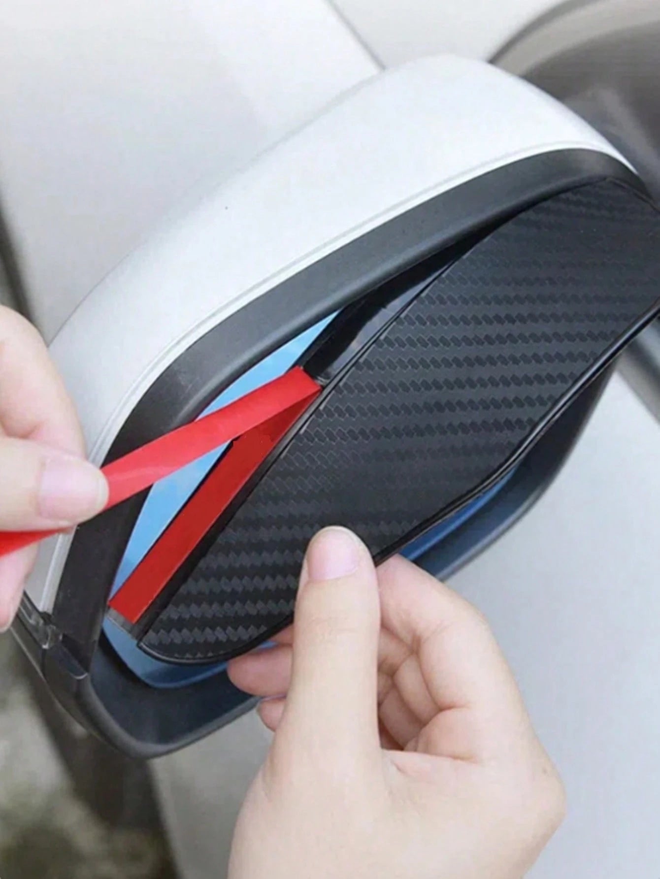 2pcs/Set Car Rear View Mirror Rain Visor Guard, Carbon Fiber Rear View Side Mirror Rain Eyebrow Universal Black Sticker Side Mirror Rain Eyebrow Rear View Mirror Cover Sun Visor Accessories For Cars S